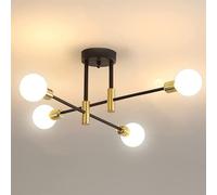 Osairous Lamparas de Techo Industrial, Lámpara de Araña Sputnik, Plafones Ajustable 180° para Dormitorio, Cocina, Pasillo, Diámetro 72 cm, E27, Negro (Sin Bombilla)