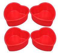 OSALADI 4 Piezas Molde de Silicona para Bizcocho Forma de Corazón Rojo, Antiadherente y Fácil de Limpiar, Adecuado para Hornear en Casa y Estudios de Repostería