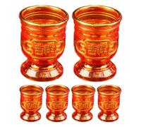 OSALADI 6 Piezas Copa para Ofrenda de Plástico 40ml, Diseño Dorado Clásico | Set Compacto de Seis, Acabado Retro Delicado, para Altar y Meditación