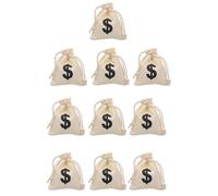 OSALADI Bolsa Cordón de Lona Beige para Fiestas y Regalos, Diseño de Letras Encantador, 10 Piezas, Fácil de Almacenar y Transportar