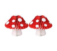 OSALADI Decoraciones de Cumpleaños Panal de Hongos de Papel Rojo, 2 Piezas para Colgar en Tiendas o Árboles, Diseño Llamativo y Versátil para Fiestas Infantiles