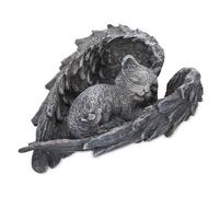 OSALADI Estatua de Gato Dormido Alas de Ángel en Resina | Decoración Interior y Exterior, Detalle Artesanal, Acabado Suave, para Patio, Escritorio y Recuerdo