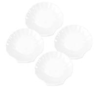 OSALADI Juego de 4 Platos de Cerámica en Forma de Concha Blancos, Platos Multiusos para Servir Postres y Decorar Hogar Fiestas