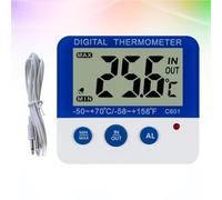 OSALADI Termómetro Digital y Diseño Compacto para Cocina C601 Alarma de Temperatura Alta y Baja, Temperatura Ajustable, Material Abs para Interiores y Exteriores
