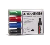 Osama Artline Marcadores para pizarras blancas, punta grande, cincel, 4 unidades, colores surtidos