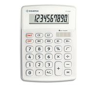 Osama, Big Display - Calculadora de Escritorio, 10 Cifras + 4 Dígitos de Memoria y Pantalla LCD Ideal como Accesorios y Material Oficina, Escolar y Papeleria, con Energía Solar, 11x2.5x18 cm, Blanco
