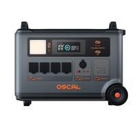 OSCAL PowerMax 3600SE, estación de energía portátil, 3600Wh, 3600W, 14 salidas, -20°C a 55°C, 8 modos carga, control app, respaldo 24/7, 6 modos LED, asa y ruedas, potencia 3600W