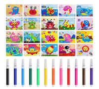 OSDUE 20PCS Pegatinas Infantiles de Espuma EVA, Papel Autoadhesivo Rompecabezas de Espuma EVA 3D, Pegatinas de Espuma Rompecabezas, Pegatinas Educativas Infantiles con 12 Rotuladores de Acuarela
