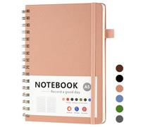 OSDUE Bloc de Notas Espiral,A5 Cuadriculadas Cuaderno de PU Diario de Viaje | 100 Hojas/200 Páginas 80g/m² con Anillas Bolsillos Ampliables Gomas Elásticas Cubierta Impermeable Agenda Semanal Rosa