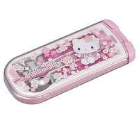 OSK Pic-Nic CT-20 - Juego de cubiertos para fiambrera, tenedor, cuchara y palillos en caja de transporte deslizante, fabricado en Japón, Hello Kitty, flores de cerezo rosa