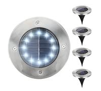 Oskuglin Pack de 4 Luces Solares Exterior, IP65 Impermeable, 8 LED Blanca Fría Superbrillante, Balizas de Suelo Automáticas sin Cable para Jardín, Césped, Terraza y Patio