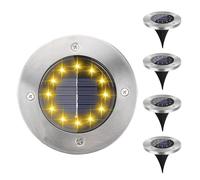 Oskuglin Pack de 4 Luces Solares Exterior, IP65 Impermeable, 8 LED Luz Cálida Suave, Balizas de Suelo Automáticas sin Cable para Jardín, Césped, Terraza y Patio