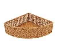 OSOLADY Cesta esquinera triangular - Organizador de estante de imitación ratán de 25 cm/10" para maquillaje y revistas - Caja de almacenamiento en forma de abanico para armario, tocador o