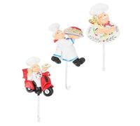 OSOLADY Ganchos de Cocina Adhesivos de Resina Diseño de Chef, Juego de 3 Piezas Decorativas para Pared, Colgador Autoadhesivo sin Perforación para Llaves, Toallas y Accesorios en Baño
