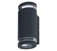 OSRAM Aplique de pared exterior Up/Down GU10 con aro de separación, carcasa de aluminio en gris oscuro, protección IP44 e IK03, aplique de pared para fachadas y entradas