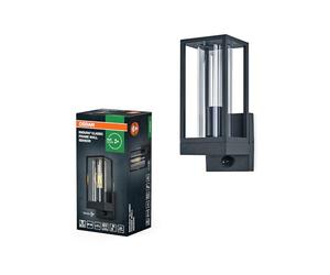 OSRAM Aplique de pared LED Endura Classic Frame, casquillo E27, sensor PIR, IP44, aluminio gris oscuro, cristal