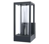 OSRAM Aplique de pared exterior E27, aluminio, cristal transparente, IP44, gris oscuro, diseño rectangular, 140 x 110 x 245 mm, material de montaje incluido