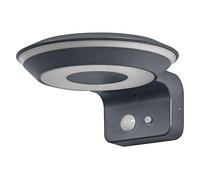 OSRAM Aplique solar ENDURA Style Glow, dos anillos de luz controlables por separado, luz blanca cálida (3000K), sensor integrado, utilizable sin alimentación, protección IP44, gris oscuro