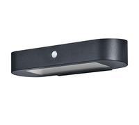 OSRAM Aplique solar ovalado ENDURA Style, luz blanca cálida (3000K), sensor integrado, utilizable sin alimentación, batería de larga duración: 30 veces 60 seg en modo PIR, protección IP44, negro