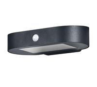 OSRAM Aplique solar pequeño ovalado ENDURA Style, luz blanca cálida (3000K), sensor integrado, utilizable sin alimentación, larga duración: 30 veces 60 segundos en modo PIR, protección IP44, negro