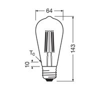 OSRAM con forma clásica de globo, con filamento LED decorativo en diseño esmerilado, A, E27, 7,2 W, 1521 lm, 6500 K, luz blanca diurna. Sin calentar, 100% luz inmediatamente.