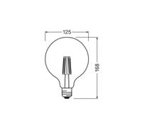 OSRAM en forma clásica de globo, con filamento LED decorativo, A, E27, 2,2 W, 470 lm, 2700 K, blanco cálido. Sin calentar, 100% luz inmediatamente. Parpadeo bajo.