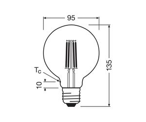 OSRAM Bombilla LED con filamento Globo G95 E27 5W 2.700K EC:EPREL:1902969