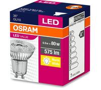 Osram - Bombilla LED GU10 6,9 W 2700K con ángulo de apertura de 60º, 575 lm y 1164 cd, ideal para luces interiores, apliques pared interior y lámparas techo salón, duración 15.000 horas