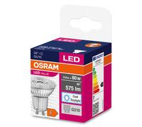 LEDVANCE Par16 80 Value Class. Bombilla led reflectora Par16 220-240V 6,9W 6500K 36º GU10. 575 Lumen. Equivalente a 80W. 10.000 Horas. 54 X 50mm. Luz fría.