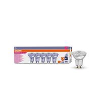 OSRAM Bombillas reflectoras LED regulables con casquillo GU10, ahorro de energía, 50 W, muy larga vida útil (15.000 H), ángulo de haz de 36°, blanco cálido, PAR16 50 36°, 4,5 W/3000 K, GU10 en paquete
