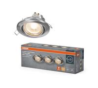 OSRAM Conjunto de focos empotrados GU10 4. 5W 2700K Níquel Satinado | Spot Set Recess GU10 Adjustable, Spot lights and ceiling spots, Níquel satinado, 90 mm dia, 25000 h, Paquete de 3