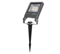 OSRAM ENDURA Garden Flood Foco de Suelo con Estaca, 20W, 1700lm, 3000K Blanco Cálido, IP65, Cable de 2m con Enchufe, Aluminio Gris Oscuro