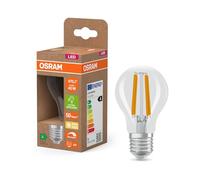 OSRAM Energy Class con forma de bombilla clásica, 2,2 W / 470 lm luz blanca cálida (2700 K), CRI 80, de vidrio transparente sin plomo, casquillo E27, IP20, 60 mm de diámetro, regulable