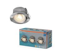 OSRAM Foco empotrable LED Spot Set DIM IP44, orientable, níquel satinado, juego de 3, para baño, regulable, blanco cálido 2700K