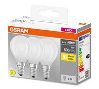 OSRAM Lámpara de filamento de estrella, E14 base, vidrio esmerilado,Blanco cálido (2700K), 806 Lumen, sustituto de 60W-iluminante 3-paquete