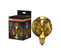 OSRAM Lámpara LED de cristal DECOR FLAT Electro Retro, pequeña Ø125mm, dorada, E27, 3,5W, 300lm, 2700K, blanco cálido, electrobola