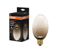 OSRAM Lámpara LED DECOR FLAT Crackle de cristal, larga Ø90mm, marrón, E27, 3,5W, 300lm, 2700K, blanco cálido, IP20, aspecto vintage