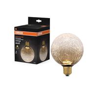 OSRAM Lámpara LED DECOR FLAT Crackle de cristal, redonda, Ø125 mm, marrón, E27, 3,5 W, 300 lm, 2700 K, blanco cálido, IP20, aspecto vintage.