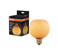 OSRAM Lámpara LED DECOR FLAT de cristal coloreado, globo Ø125mm, naranja, E27, 3,5W, 300lm, 2700K, blanco cálido, IP20, efecto de color