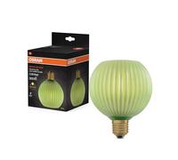 OSRAM Lámpara LED DECOR FLAT de cristal coloreado, globo Ø125mm, verde, E27, 3,5W, 300lm, 2700K, blanco cálido, IP20, efecto de color