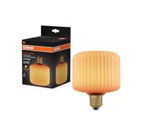 OSRAM Lámpara LED DECOR FLAT de cristal coloreado, cuadrada Ø120mm, naranja, E27, 3,5W, 300lm, 2700K, blanco cálido, IP20, efecto de color