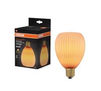OSRAM Lámpara LED DECOR FLAT de cristal coloreado, ovalada Ø110mm, naranja, E27, 3,5W, 300lm, 2700K, blanco cálido, IP20, efecto de color
