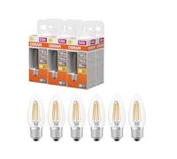 OSRAM Lámpara LED forma de vela estrella, filamento B40, 2700 K blanco cálido, 3,4 W, E27, transparente, 470 lm, 15.000 h, para lámparas de araña, luminarias decorativas,6-Pack