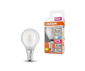 OSRAM Lámpara LED regulable Superstar con una reproducción cromática especialmente alta (CRI90), E14 base, vidrio esmerilado,Blanco frío (4000K), 470 Lumen, sustituto de 40W-iluminante 1-paquete