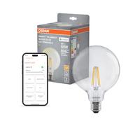 OSRAM Lámpara LED SMART+ G60 6W E27 Globo transparente blanco cálido | SMART+ MATTER Filament Dimmable Classic, LED Lamps, Claro, 125 mm dia, 15000 h, Paquete de 1