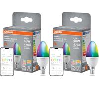 OSRAM Lámpara LED SMART+ Matter B40 vela E14 RGBW (Paquete de 2)
