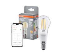OSRAM Lámpara LED SMART+ P40 4W E14 filamento vela transparente | SMART+ MATTER Filament Dimmable Classic, LED Lamps, Claro, 45 mm dia, 15000 h, Paquete de 1