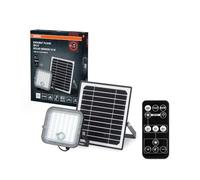 Osram Lámpara LED solar exterior Endura para exteriores con luz de inundación y panel solar, cable de 5 m, con mando a distancia y sensor de movimiento PIR, 10 W, 1400 lm, 840, 4000 K, eficiencia