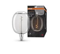 OSRAM Lámpara LED Vintage 1906 cristal transparente, 4,8W, 400lm, forma de globo con 170mm de diámetro y casquillo E27, luz blanca cálida a 2700K, filamento regulable, vida útil de hasta 15.000 hs