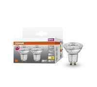 OSRAM Lámpara reflectora Superstar, GU10 base, vidrio transparente,Blanco cálido (2700K), 350 Lumen, sustituto de 50W-iluminante 2-paquete
